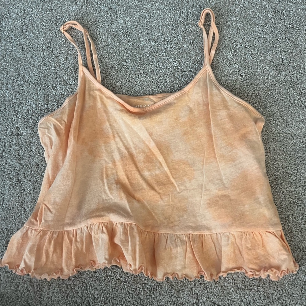 AMERICAN EAGLE TIE DYE RUFFLE CROPPED TANK TOP SIZE XS
